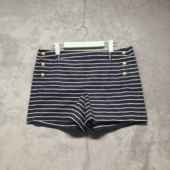 🍑CYNTHIA ROWLEY Women Casual Walking Shorts Striped Cotton Size 8(W34) - Picture 2 of 12